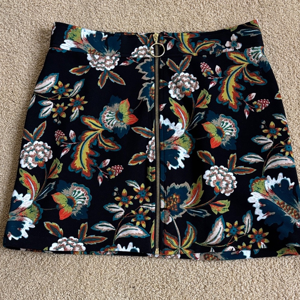 INC International Concepts Black Floral Mini Skirt